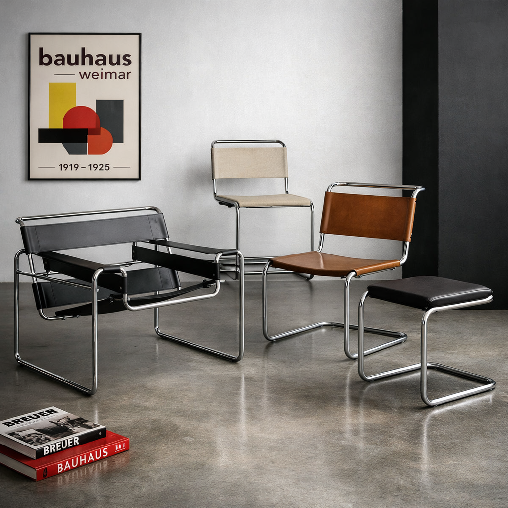 Stahlrohrsessel und Stühle des Bauhaus Weimar