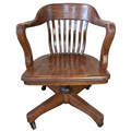 Banker Chair Eiche Massivholz Drehstuhl USA Wippmechanik Vintage Jasper Stuhl