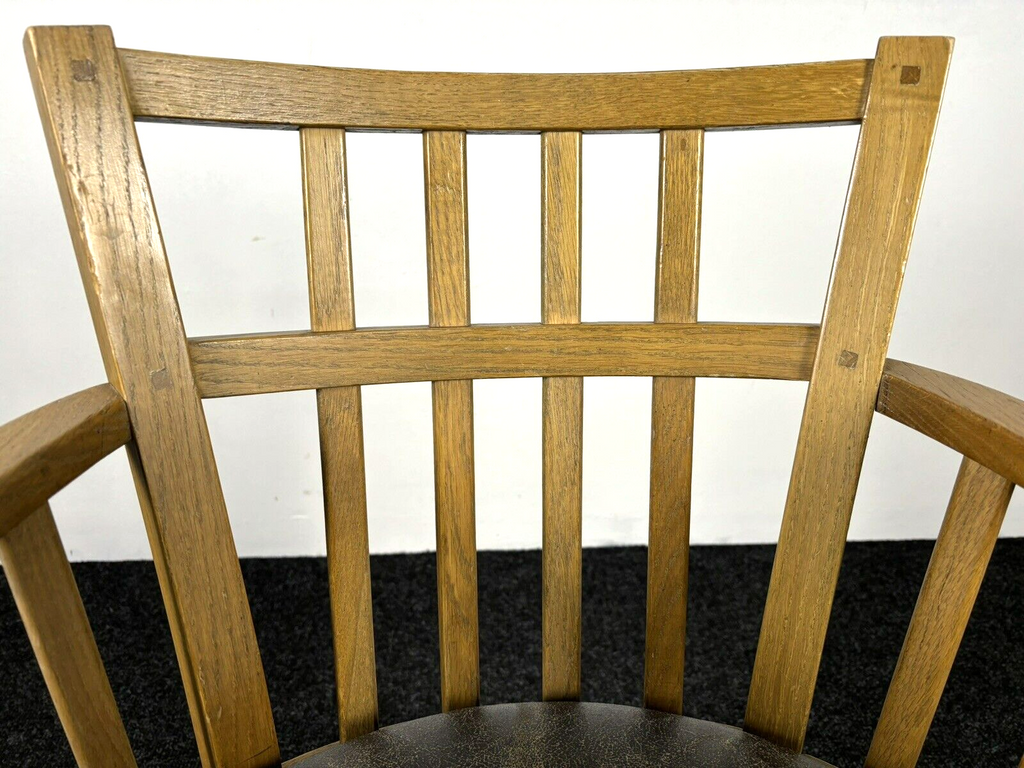 Armlehnstuhl Holz Leder Esszimmer Büro Vintage Art Deco