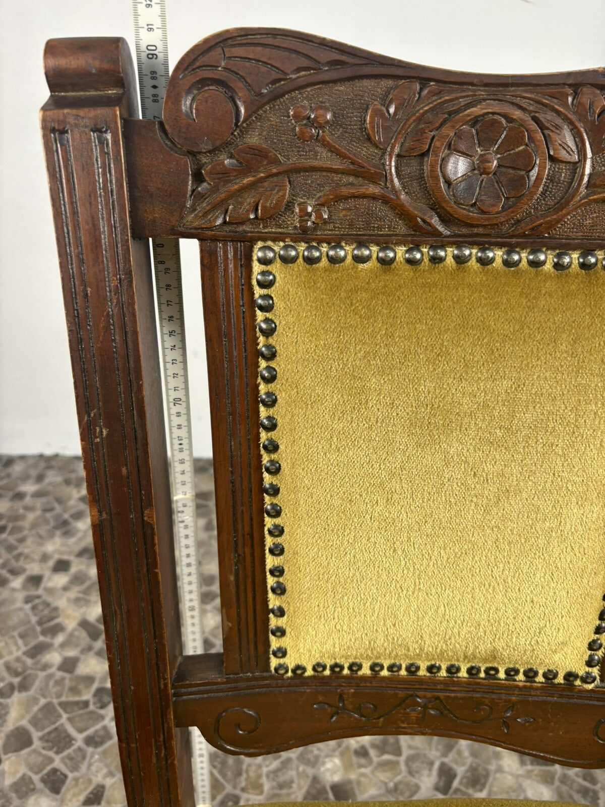 4er Set Antike Stühle Jugendstil viktorianisch Esszimmer Art Deco Holzschnitzarb