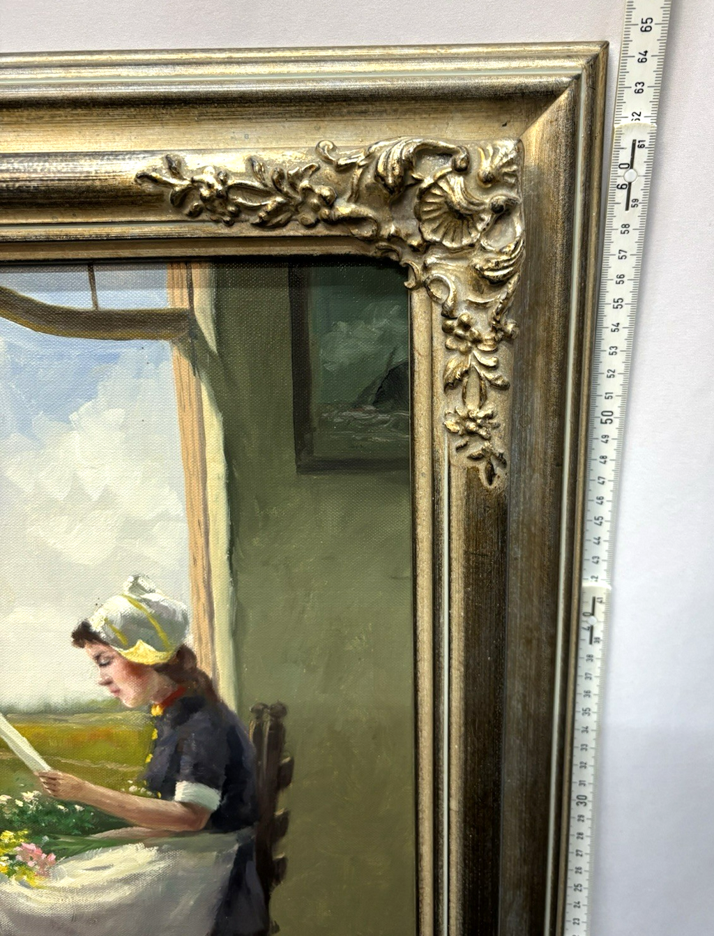 Gemälde Fritz Möritz,  Holländerin am Fenster gerahmt signiert ca. 53 x 85 cm