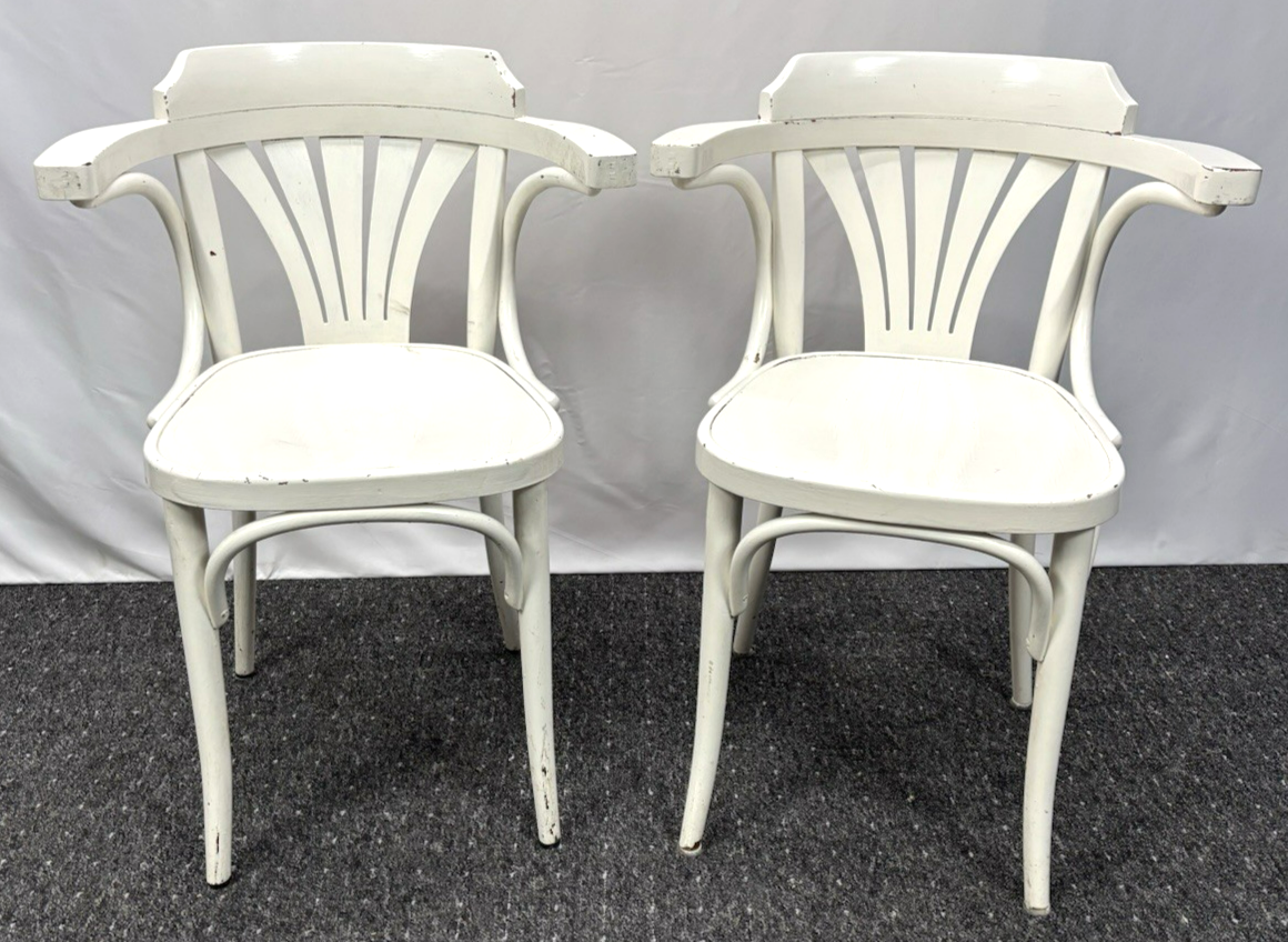 1 von 3 Armlehnstuhl Bistro Vollholz weiß Art Deco Bauhaus  Vintage an Bastler