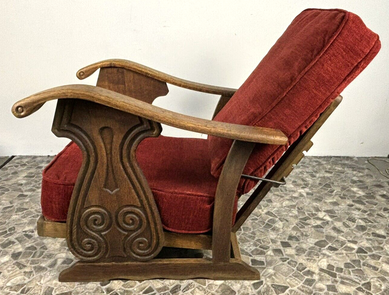 Fernsehsessel Rauchersessel Sitzmaschine Brutalist Art Deco Antik Massivholz