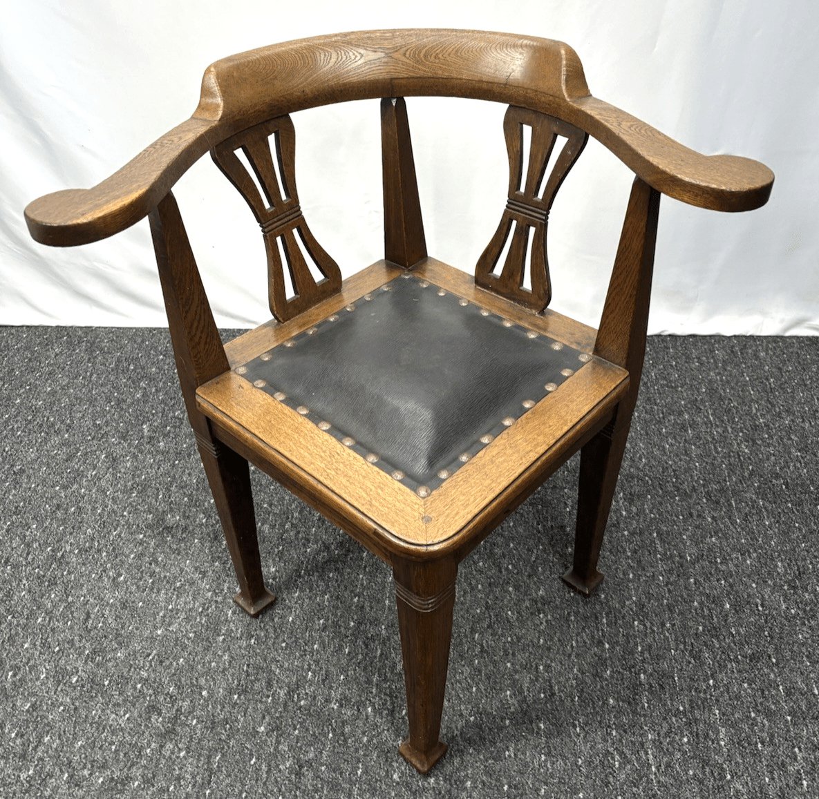 Antiker Eckstuhl/ Corner Chair / Holz/ Leder / Jugendstil / Vintage - Wesel Antik Kunst Vintage