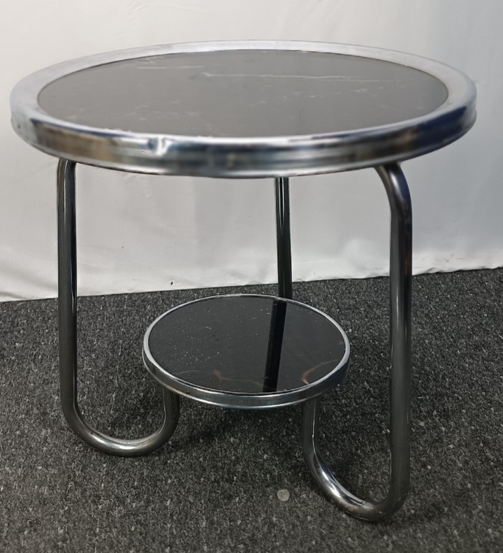 Art Deco Bauhaus Stahlrohr Beistelltisch 1930er Original Chrom Restaurierung
