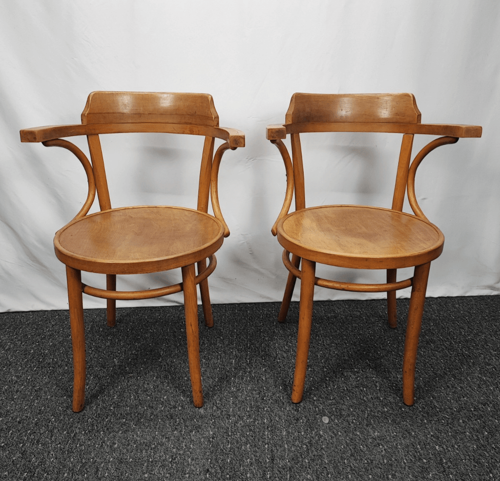 2x Bugholz Armlehnstuhl Paar Kaffeehausstuhl Thonet-Stil Vintage Buche - Wesel Antik Kunst Vintage