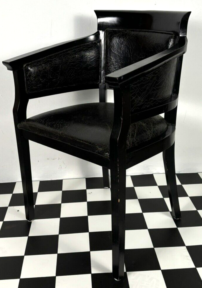 Armlehnstuhl Art Deco Bauhaus Büro Krakelee Leder schwarz