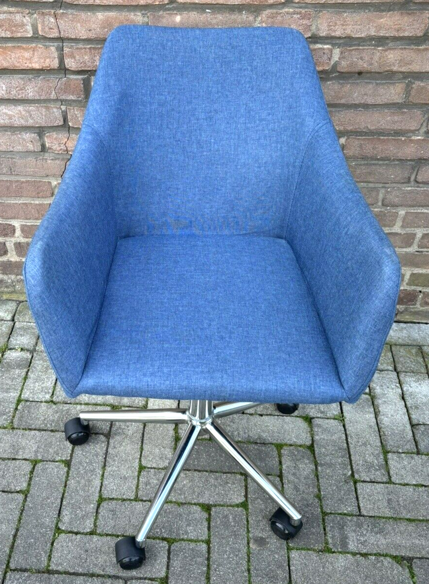 1 von 2 Büro/ Esszimmer Drehstuhl Höhenverstellbar Vintage Blue Fabric