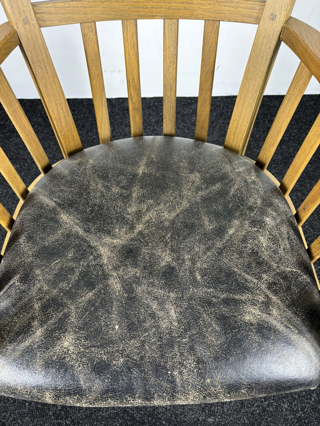 Armlehnstuhl Holz Leder Esszimmer Büro Vintage Art Deco