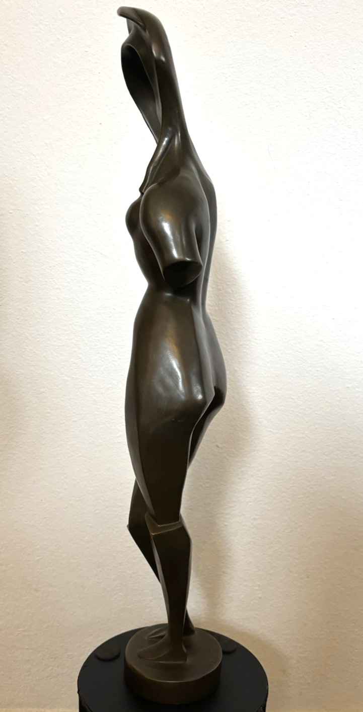 Bronze Skulptur Frau im Stil Archipenko  Abstrakte Moderne Kunst Kubismus 58 cm