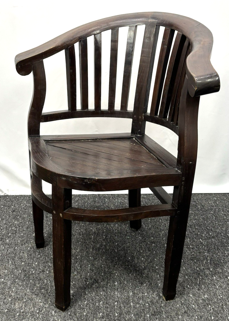 1 von 2 Eckstuhl Kolonial Stil Massivholz Art Deco Vintage Büro Captainchair