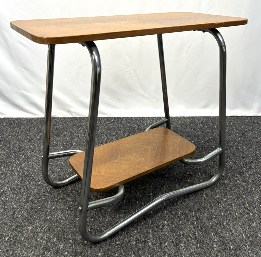 Beistelltisch Stahlrohrmöbel Holz Bauhaus Vintage Art Deco 