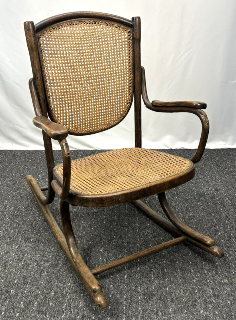 Thonet Schaukelstuhl Bugholz Wiener Geflecht Vintage Original Bentwood Antik