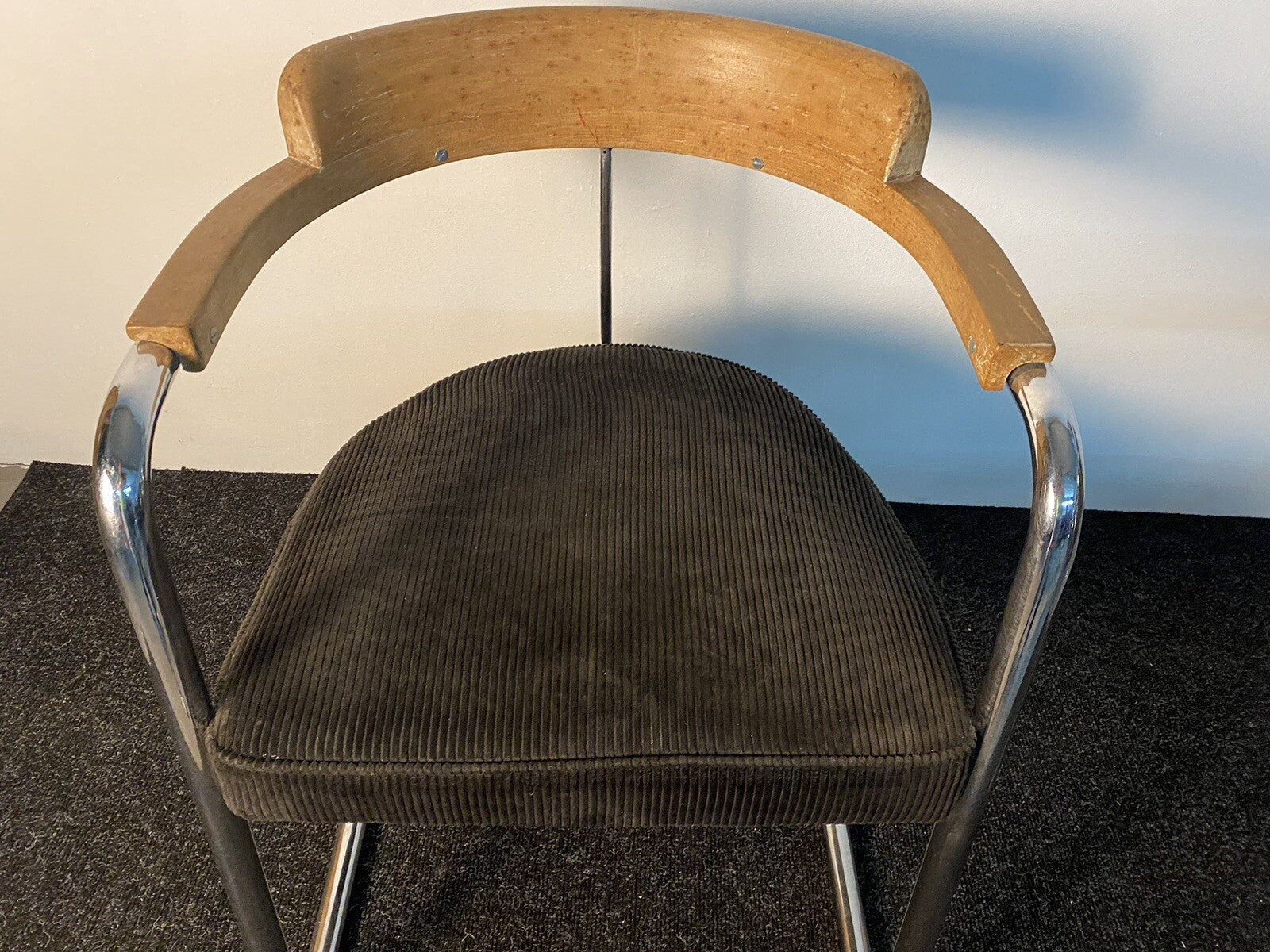 1x Desta Freischwinger Stuhl Gebrüder Luckhardt, Stahlrohr, Bauhaus, Art Deco