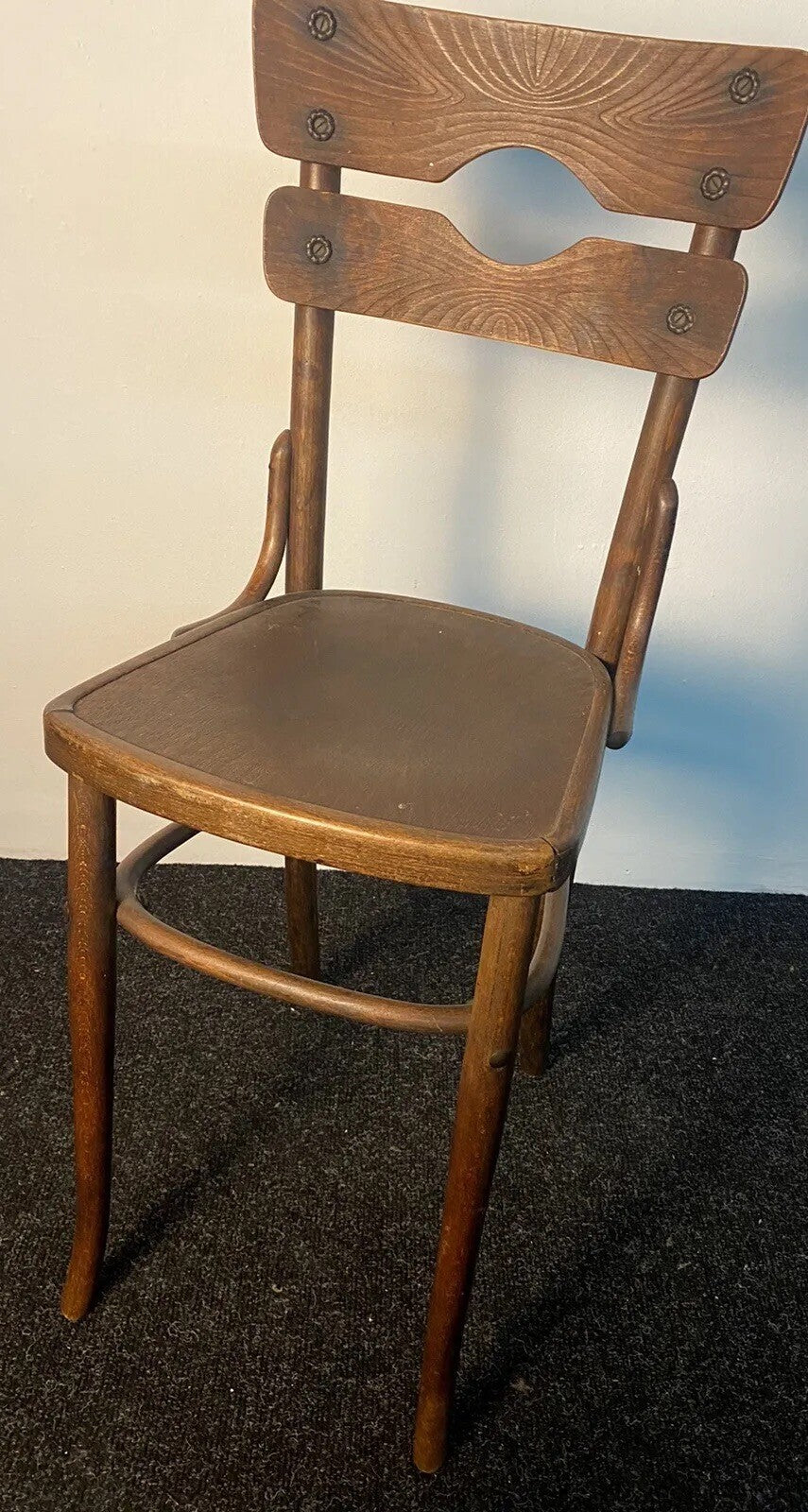 J&J John Holz Barhocker Hochstuhl Kassiererstuhl Antik