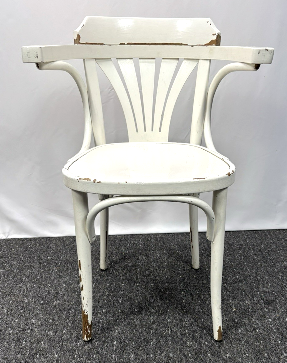 1 von 3 Armlehnstuhl Bistro Vollholz weiß Art Deco Bauhaus  Vintage an Bastler