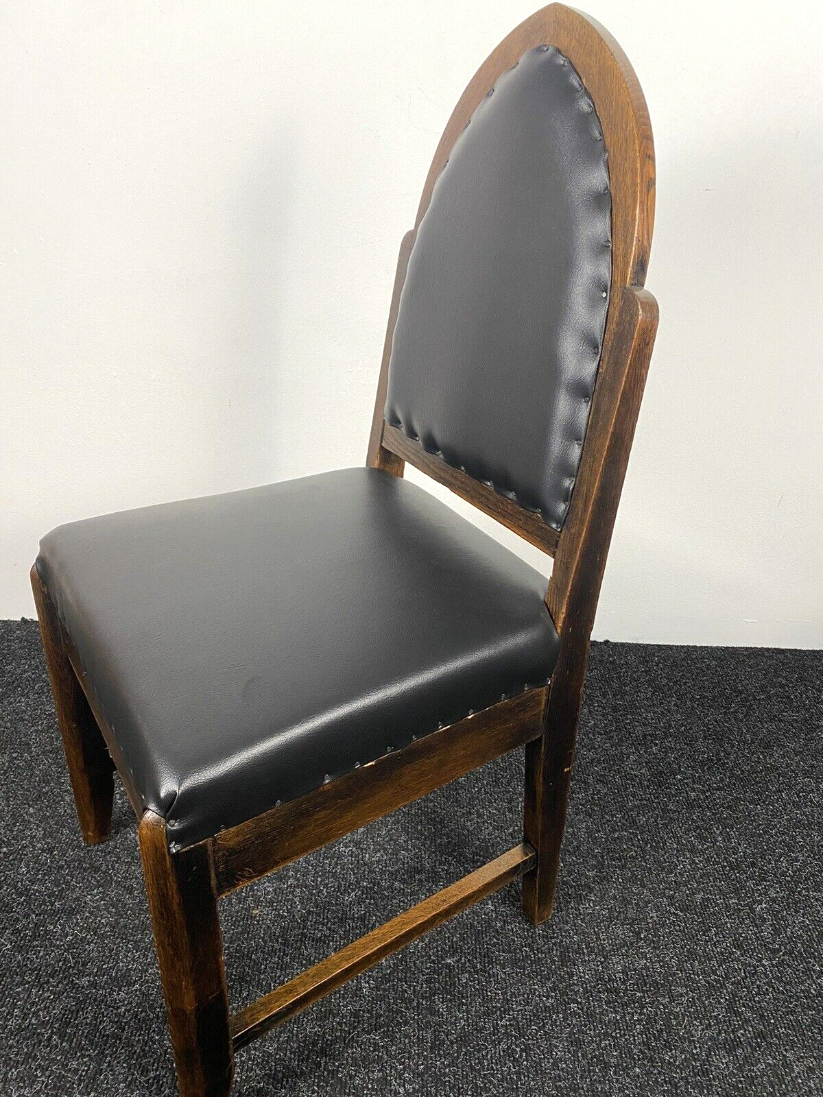 1 von 2  Esszimmerstuhl/ Küche ArtDeco Eiche Neu Gepolstert schwarz Vintage