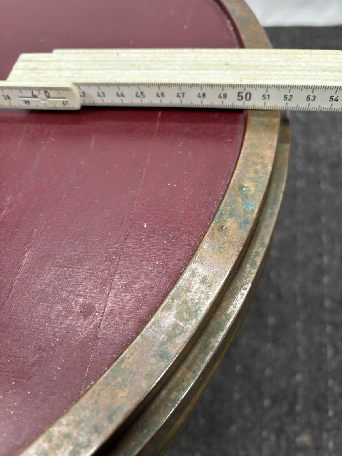 Tisch Rund Beistelltisch Art Deco Vintage Antik Kupfer Holz ca. 53 cm