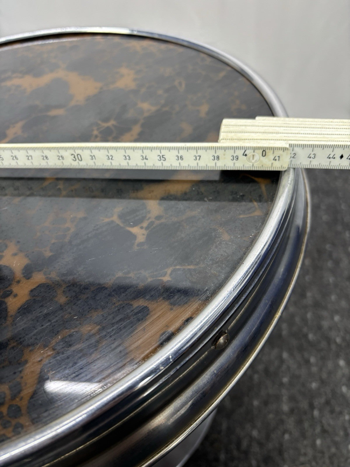 Beistelltisch Rauchertisch Art Deco Rund Holz Glas 2 Böden Vintage