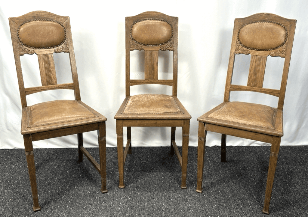 1 von 3  Bistrostuhl Kaffeehaus Art Deco Holz Leder zum Aufarbeiten