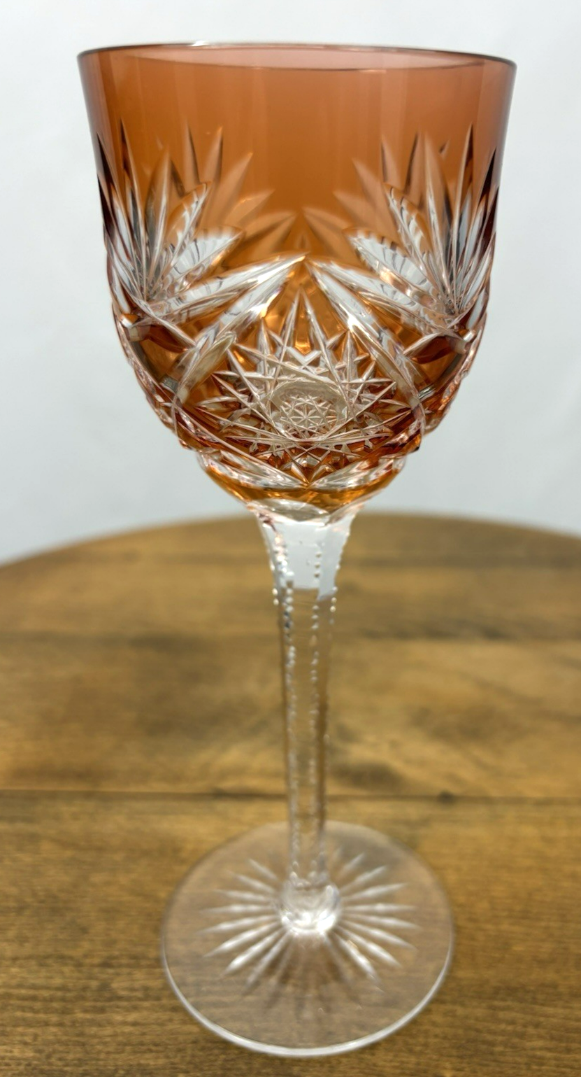 Römer Kristall Glas Weinglas orange Stil Baccarat um 1916 Vintage