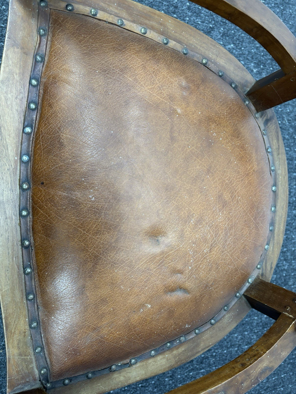Massivholz Armlehnstuhl Kolonialstil Lederpolster Art Deco Vintage Jugendstil