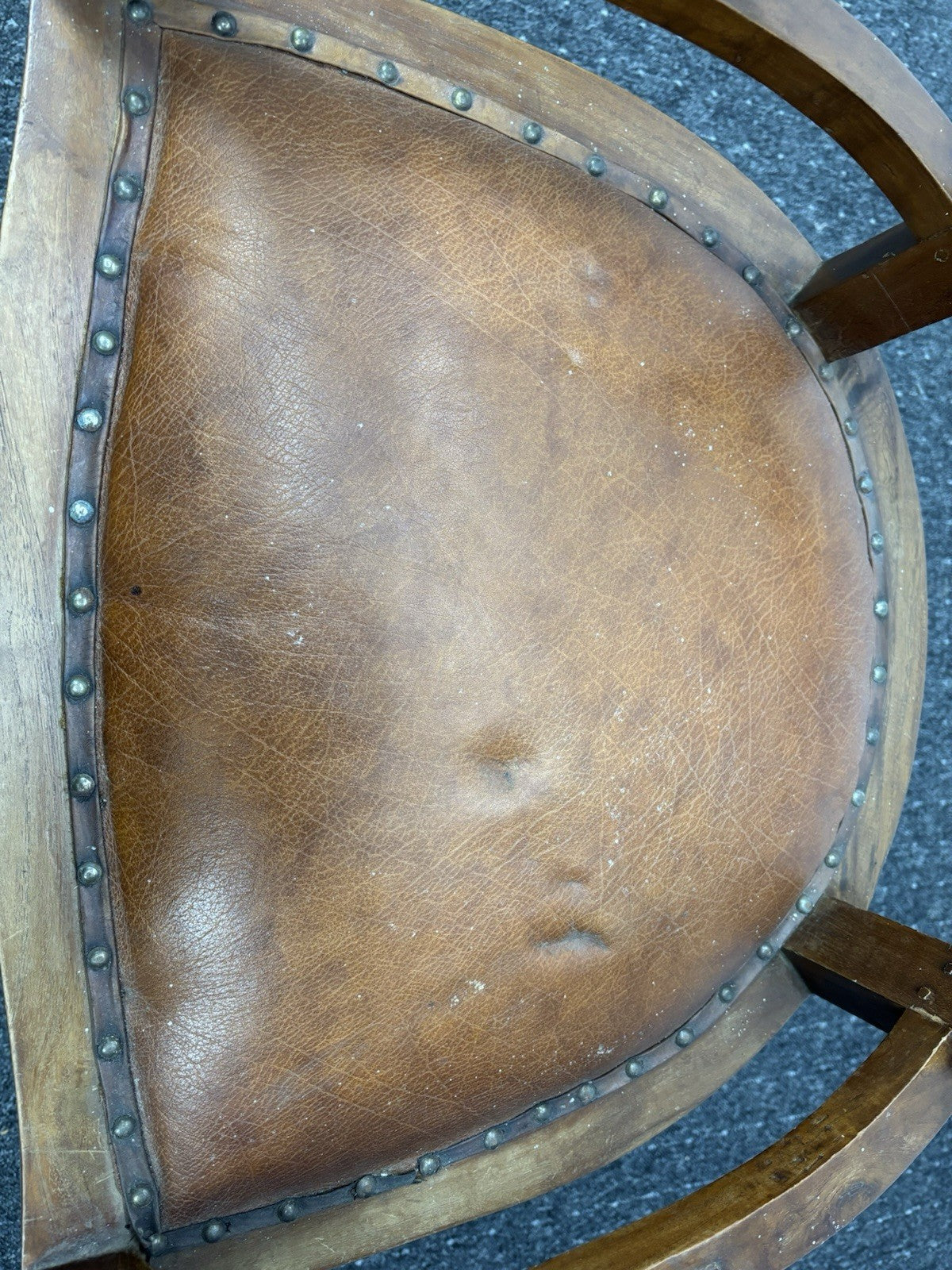 Massivholz Armlehnstuhl Kolonialstil Lederpolster Art Deco Vintage Jugendstil