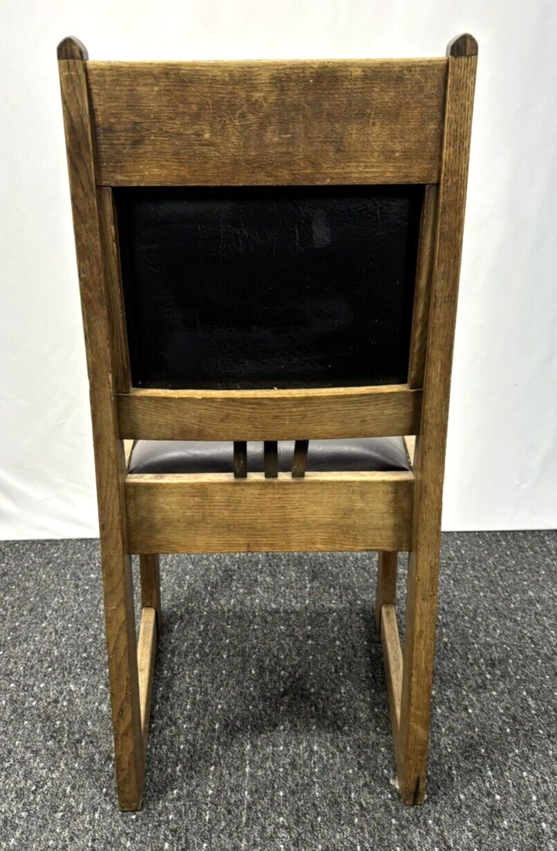 Massiv Holzstuhl Leder Art Deco Vintage Büro Esszimmer Massivholz Eiche