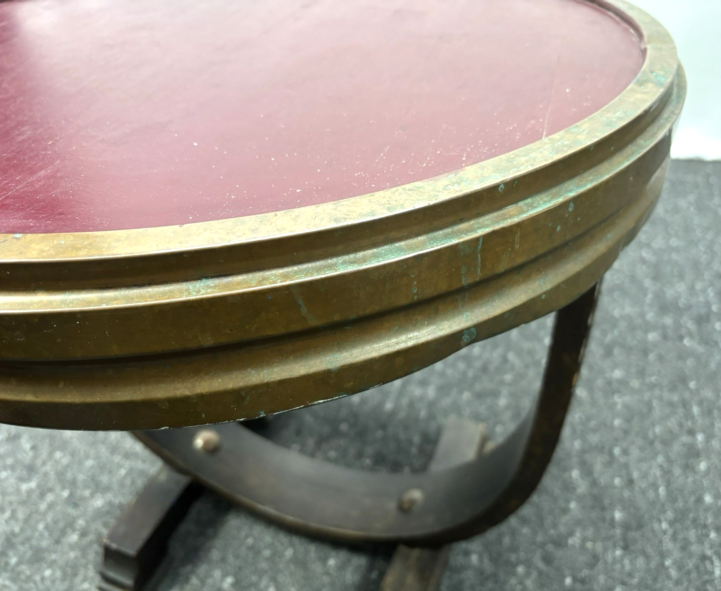 Tisch Rund Beistelltisch Art Deco Vintage Antik Kupfer Holz ca. 53 cm