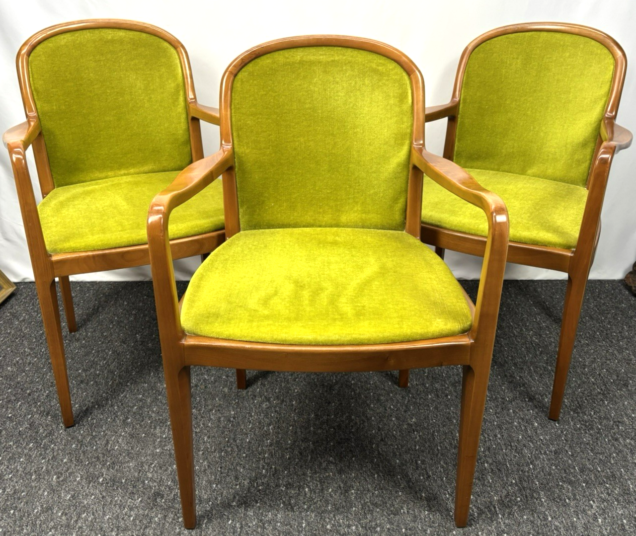 4er Set Armlehnstuhl von Lübke Vintage Esszimmer Buchenholz Art Deco