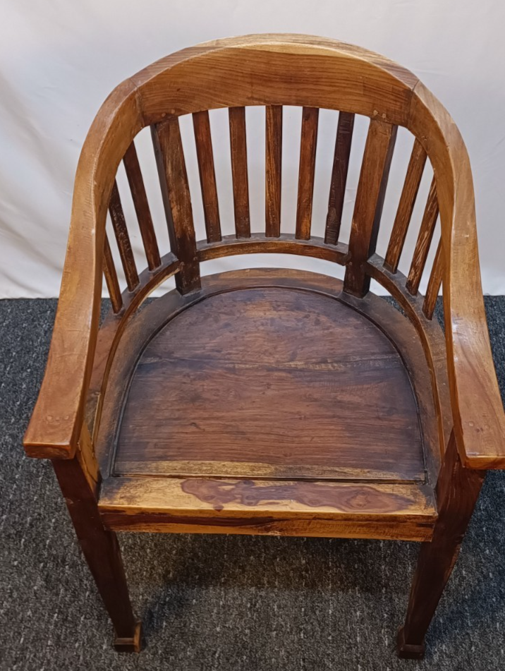 1 von 2 Teakholz Stuhl Kolonialstil Massiv Armlehne Vintage Esszimmer Sessel