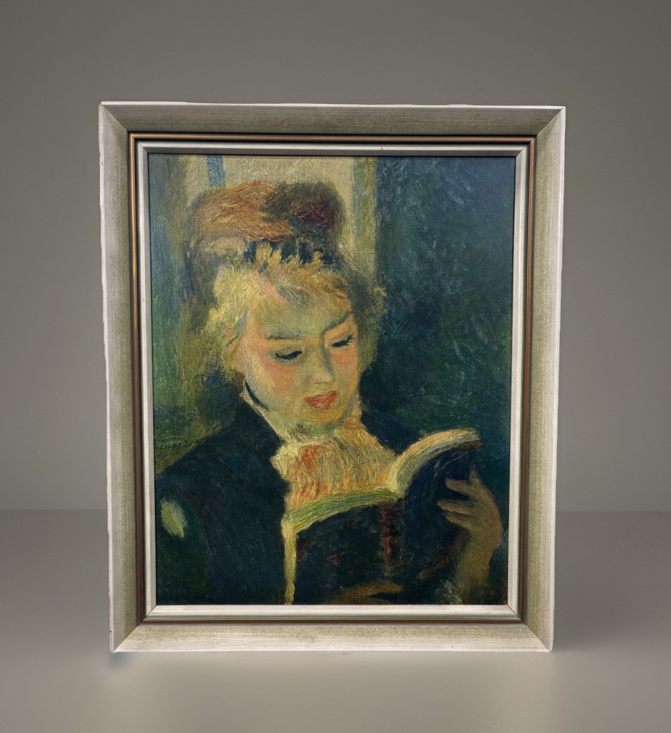 Bild "Lesendes Mädchen" verm. Druck gerahmt ca. 43 x52 cm