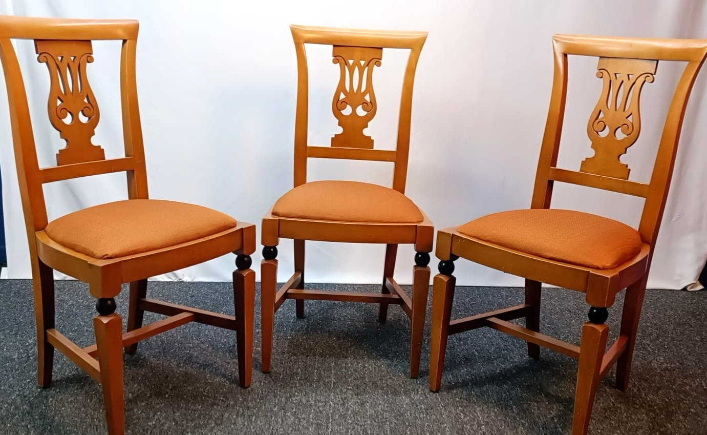 1 von 4 Stuhl Biedermeier Stil Klassisch Harfe Esszimmer Art Deco Vintage