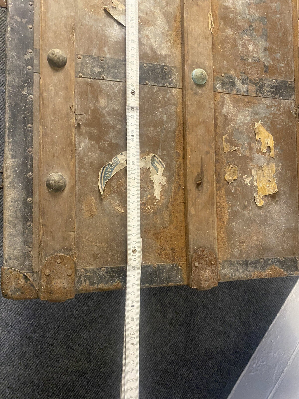 Antiker Koffer, Metall/ Holz, Truhe, Tisch, Holland, Niederlande