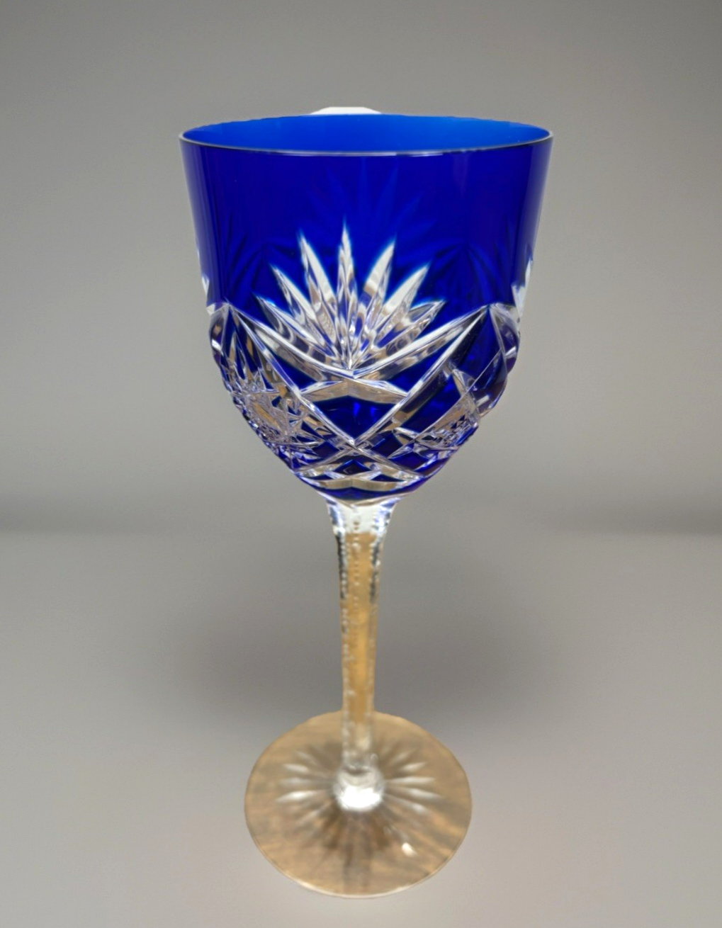Römer Kristall Glas Weinglas blau Stil Baccarat um 1916 Vintage