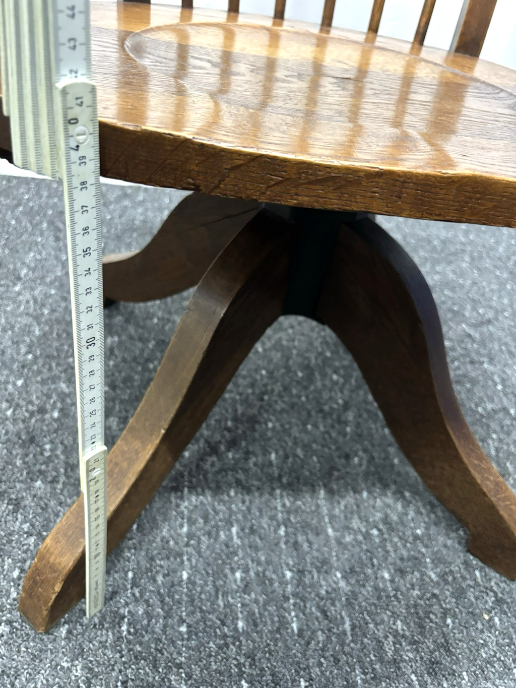 Antiker Direktionsstuhl Art Déco Massivholz Armlehnen Bürostuhl 1930er Drehbar