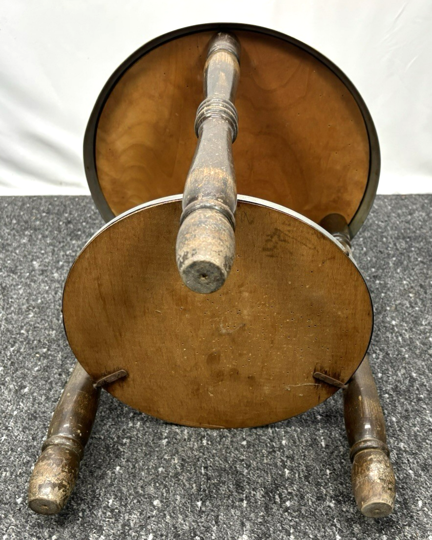 Beistelltisch Rauchertisch Art Deco Rund Holz Glas 2 Böden Vintage