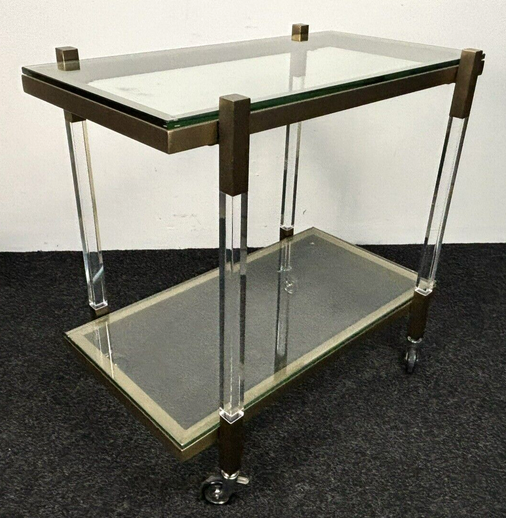 EICHHOLTZ Royalton Servierwagen Barwagen Messing gebürstet Glas Vintage Regency