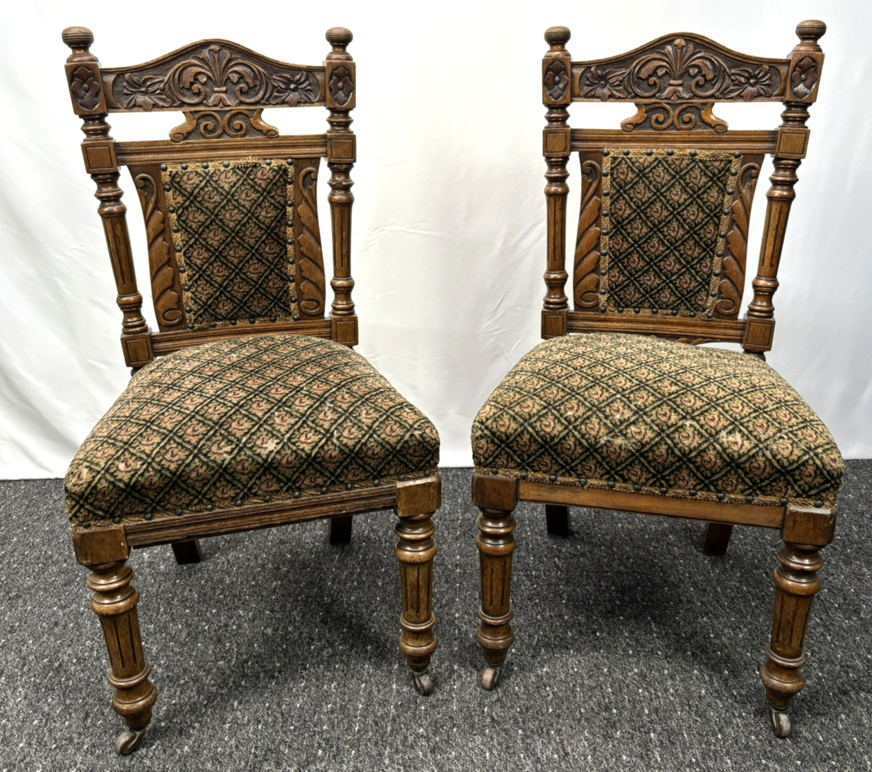 6er Stuhlset Esszimmer Antik Barock Art Deco Massivholz Schnitzarbeiten rollbar
