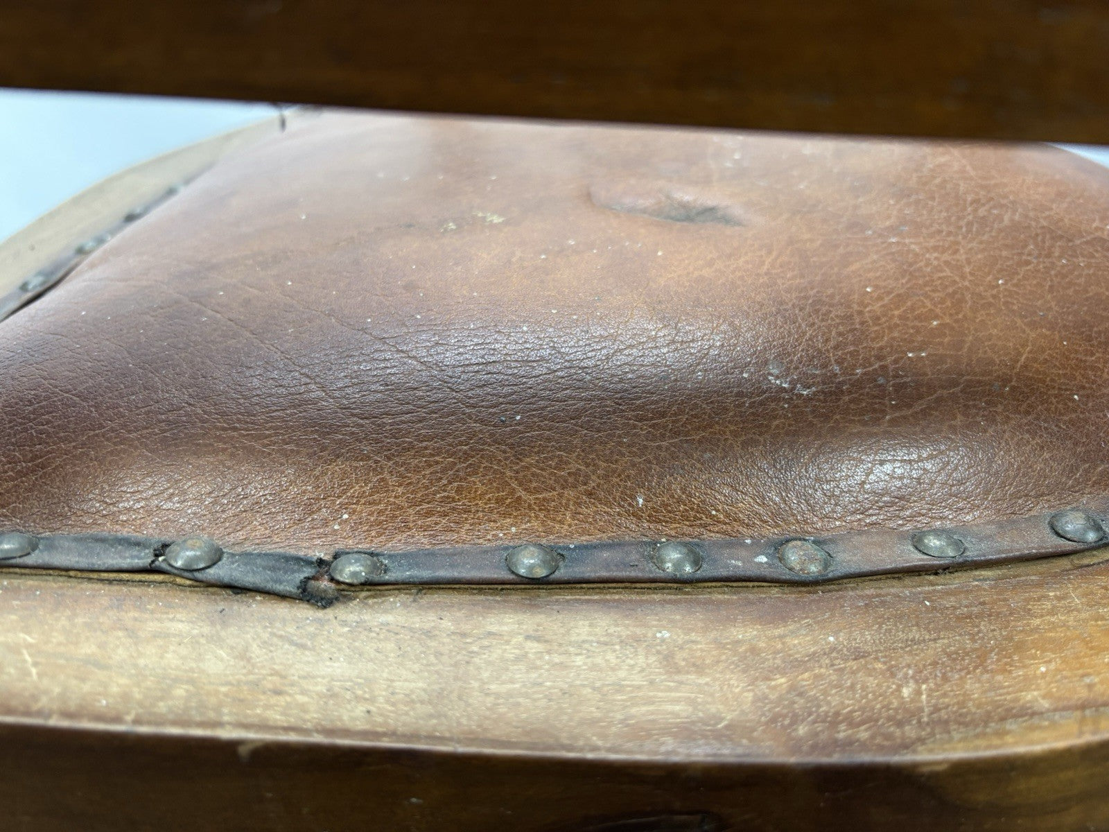 Massivholz Armlehnstuhl Kolonialstil Lederpolster Art Deco Vintage Jugendstil