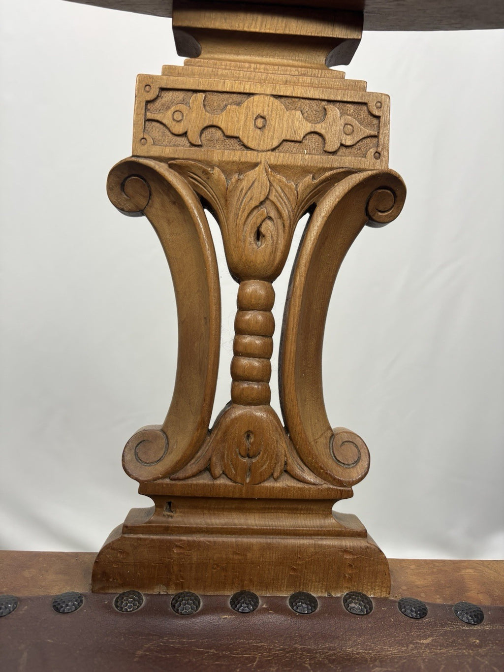 Eckstuhl Corner Chair Captainstuhl Antik Massivholz Leder Art Deco