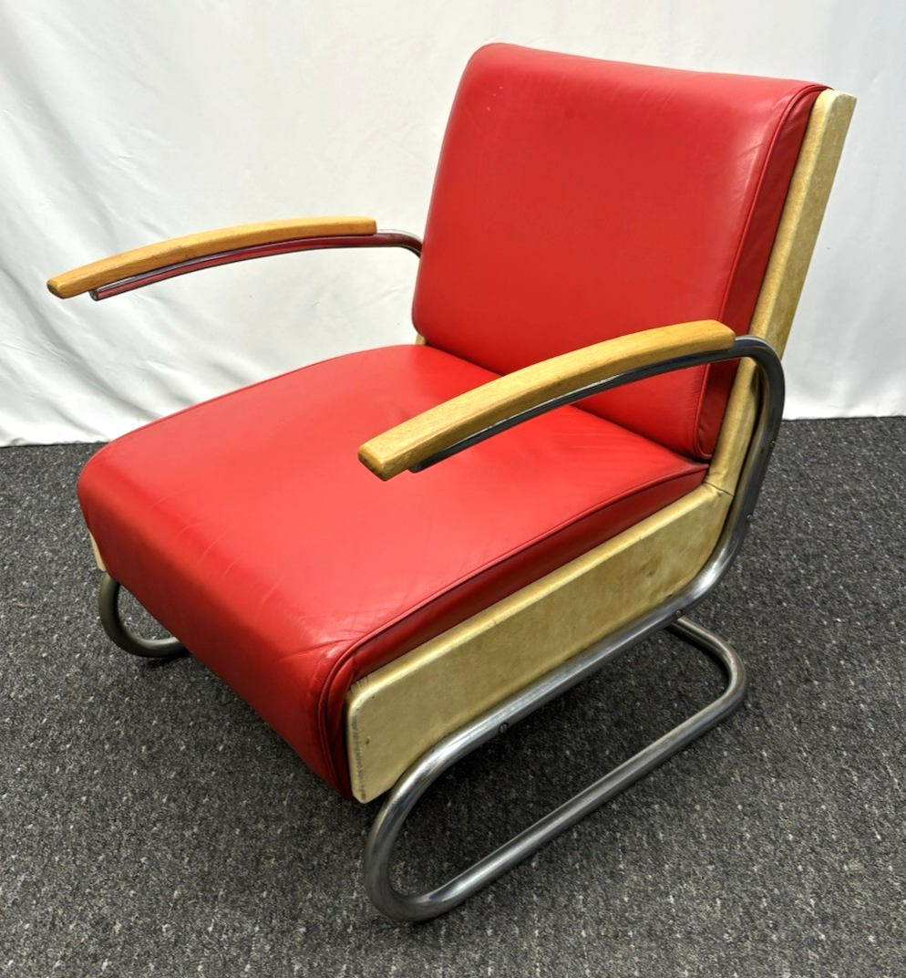 1 v. 2 Bauhaus Freischwinger Stahlrohr Sessel K411 Thonet / Walter Knoll 1930 er