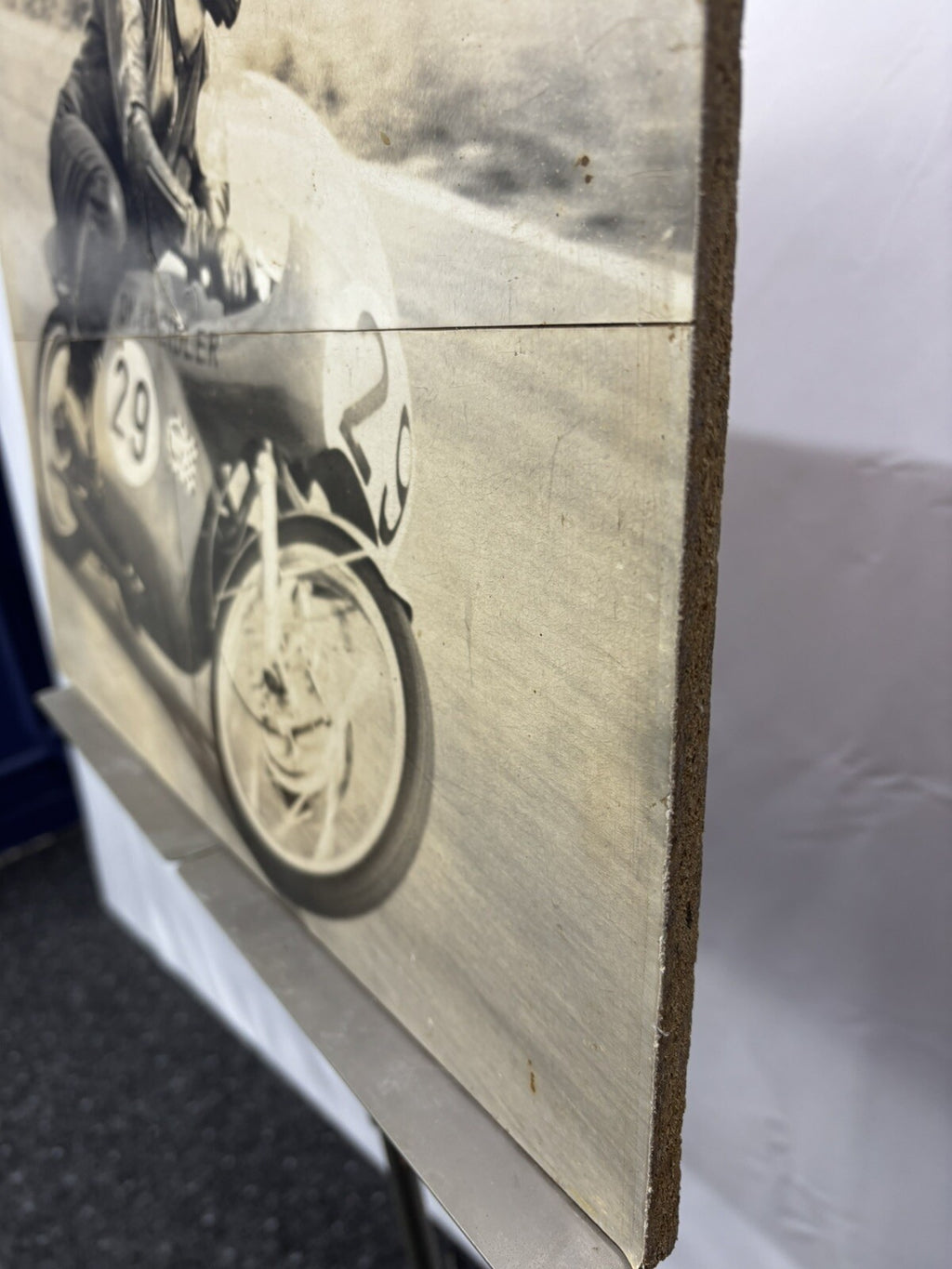 Bild/ Foto Motiv Motorrad Kreidler Antik 4tlg. auf Holzplatte ca 47x35cm Vintage