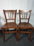 2x Vintage Bistrostuhl Café Stuhl Massivholz Sprossenlehne Küchenstuhl Braun