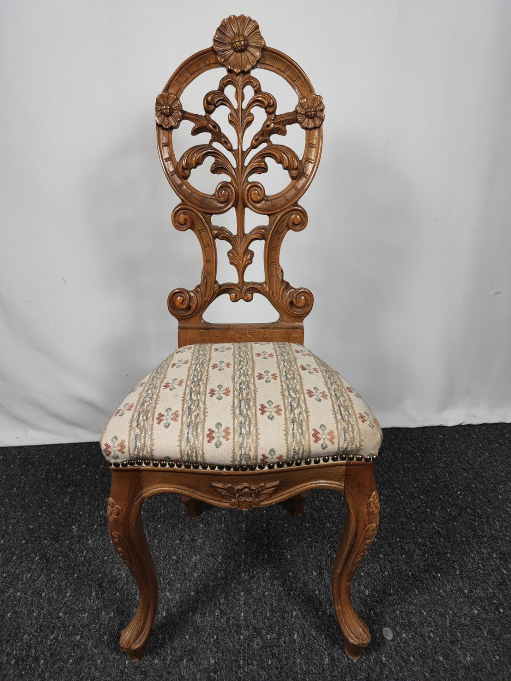 Antiker Prunkstuhl Neobarock geschnitzt Eiche massiv Akanthus Gründerzeit - Wesel Antik Kunst Vintage