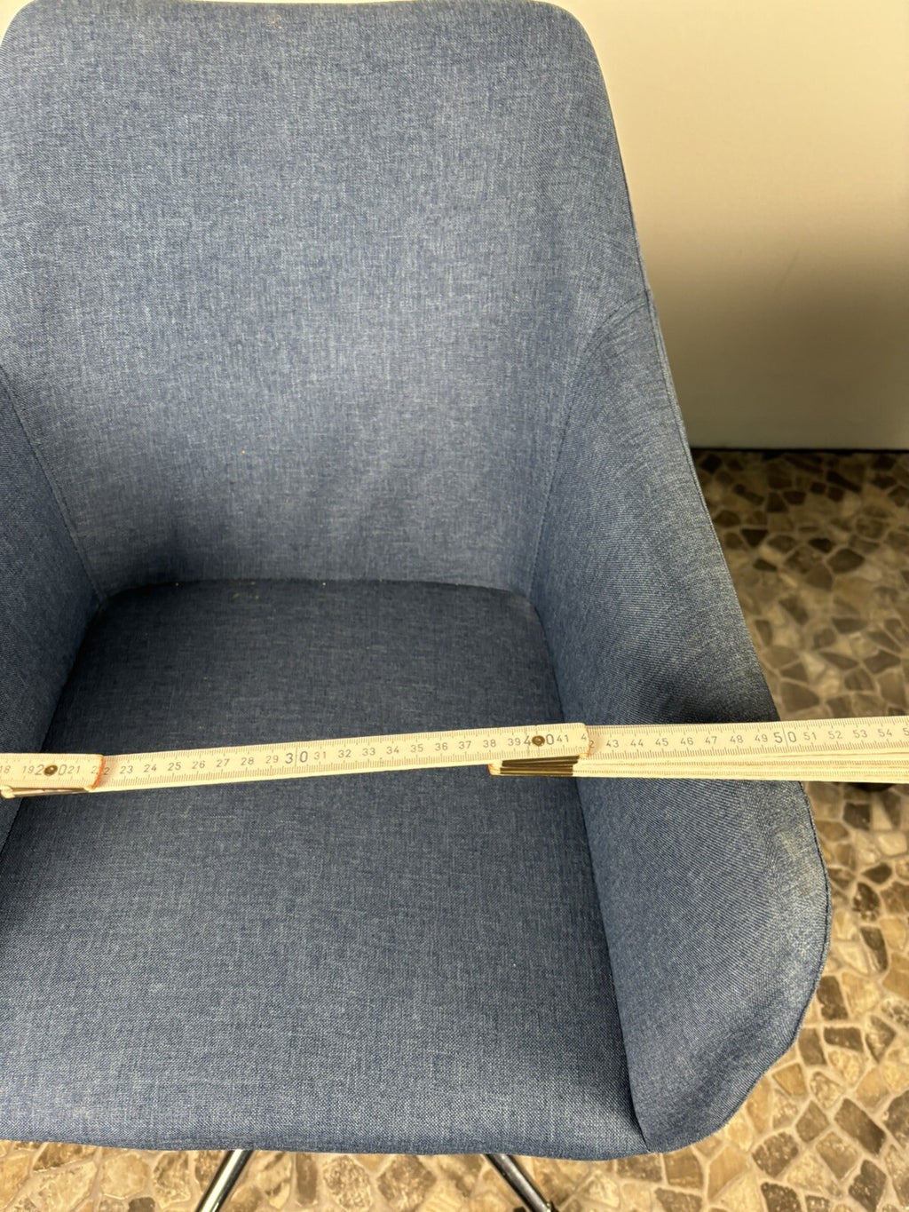 1 von 2 Büro/ Esszimmer Drehstuhl Höhenverstellbar Vintage Blue Fabric