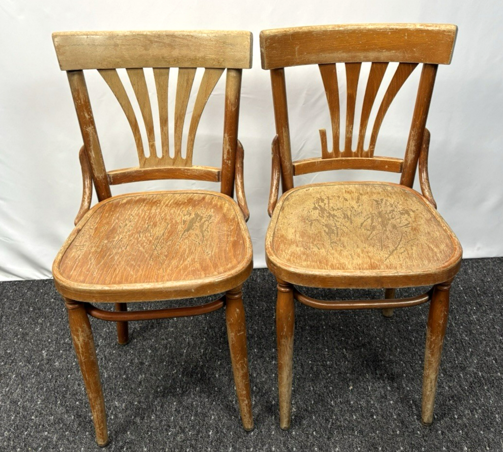 1 von 4 Kaffeehausstuhl Vollholz Art Deco Vintage für Bastler