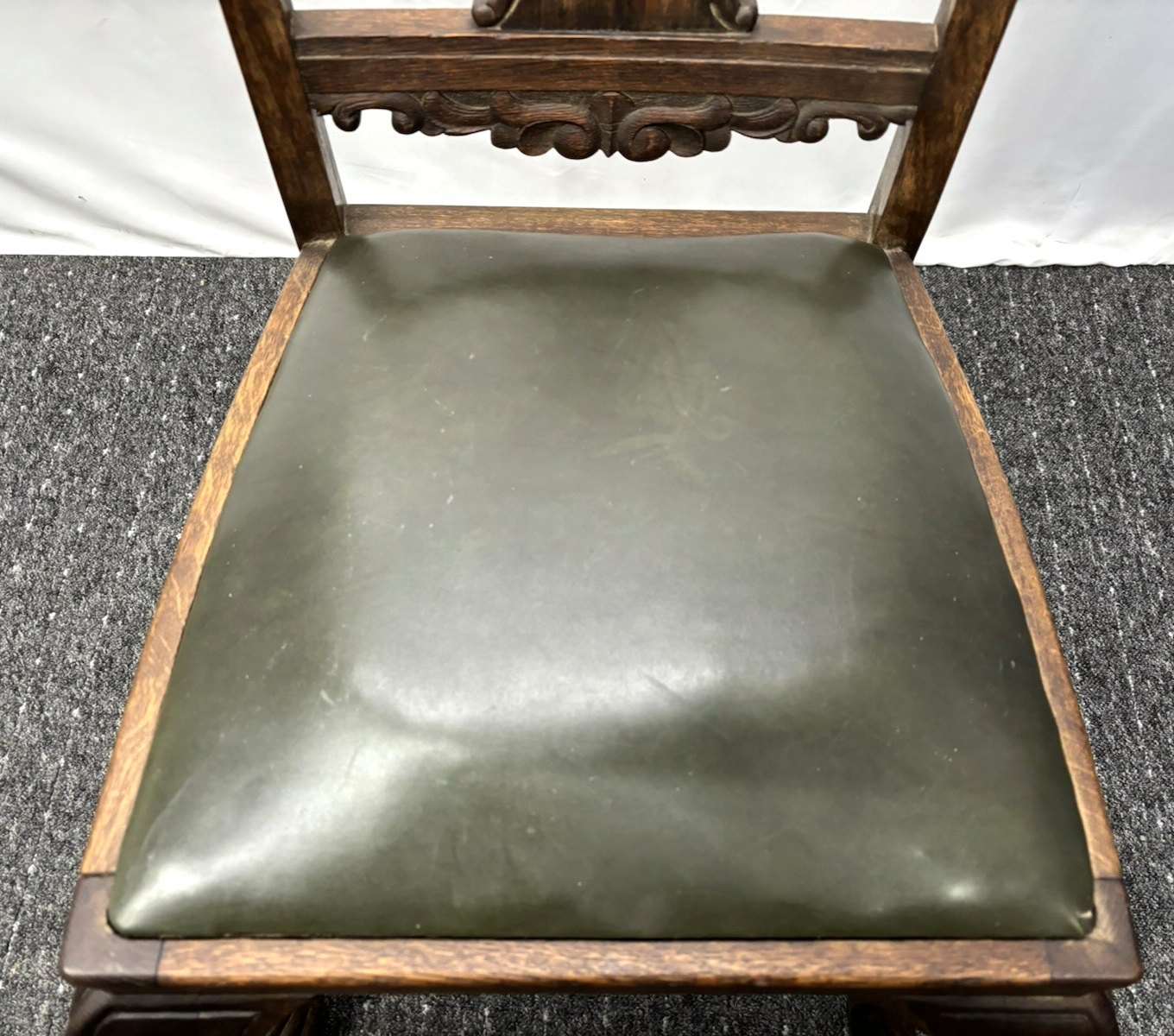 Landhaus Stuhl Massivholz Antik Art Deco Holzschnitzarbeiten Büro Schreibtisch