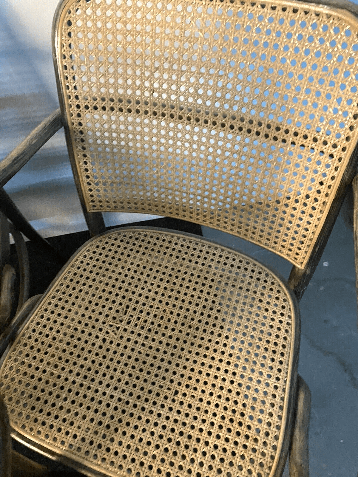Vintage Armlehnenstuhl Thonet Stil Wiener Geflecht Stuhl Bugholz Prager Stuhl - Wesel Antik Kunst Vintage