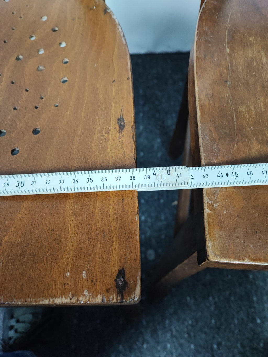 2x Vintage Bistrostuhl Café Stuhl Massivholz Sprossenlehne Küchenstuhl Braun